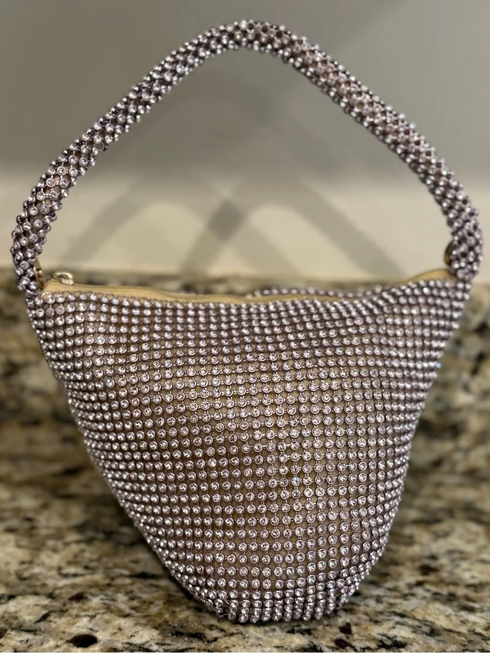 Rhinestone formal mini bag gold cloth interior special occasions - Picture 2 of 14